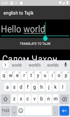 english to Tajik translator android App screenshot 2